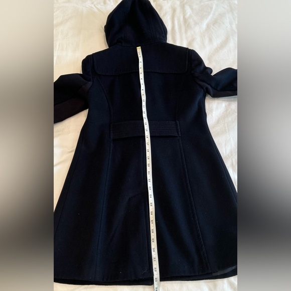 BCBG MaxAzria Samantha Wool Hooded Duffle Toggle Coat Navy Blue Women Sz M - Picture 7 of 11